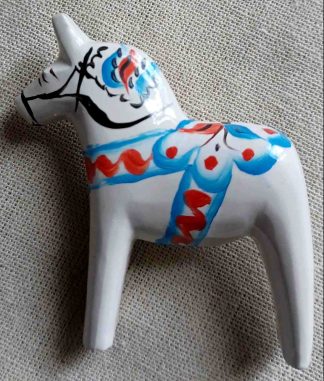 Dalarnapferd -Brosche - 5,2 cm - weiss